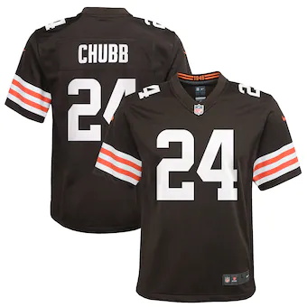 youth nike nick chubb brown cleveland browns game jersey_pi